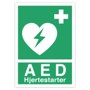 Skilt AED A5 Plast 